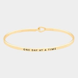 ONE DAYAT A TIME Engraved Mantra Bracelet Gold